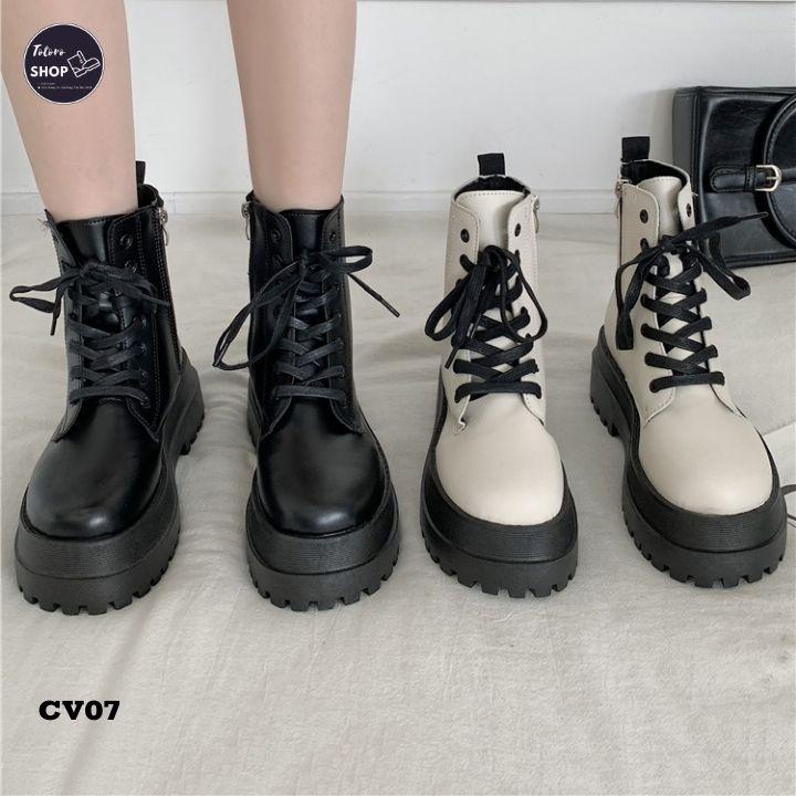 [Hàng Sẵn] [Ảnh Thật] [Freeship] Giày Bốt Nữ Cổ Vừa 15cm Đế 6cm - CV07