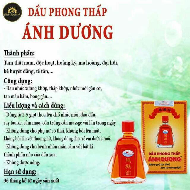 Dầu phong thấp ánh Dương Hộp 12 chai