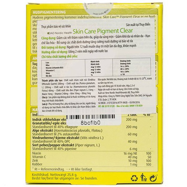 {NHẬP} Skin Care Pigment Clear New Nordic – Hỗ trợ Giảm Thâm Nám, tàn nhang, giúp da trắng sáng, đều màu (60 Viên)