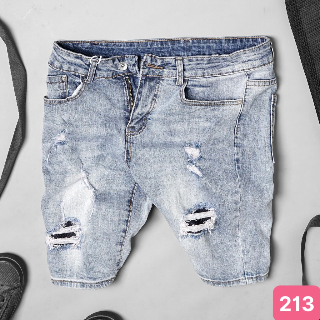 Quần short đùi jean nam màu trắng trơn không rách gối chất bò cao cấp co dãn 4 chiều cực đẹp, quần rin nam HD401 Mẫu Mới
