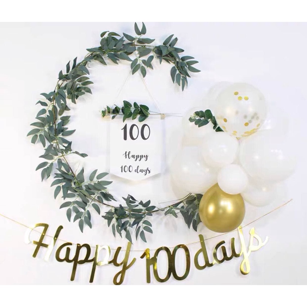 Nhánh Cành Lá Táo Đơn Trang Trí Banner Sinh Nhật Hàn Quốc