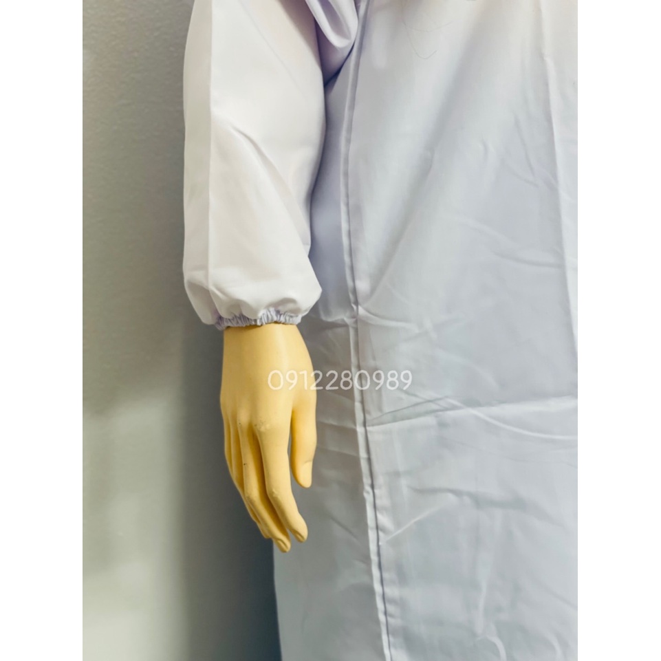 Áo Blouse tay dài nẹp dán - Áo ngành Dược Phẩm Thực Phẩm _ Hình chụp thật