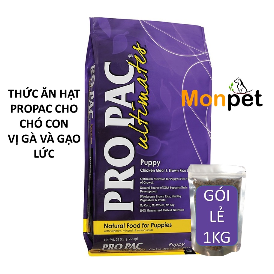 (1kg) Thức ăn hạt cho chó con PROPAC Puppy Chicken &amp; Brown Rice Gói nhỏ 1kg dùng thử Vị Gà &amp; Gạo Lứt