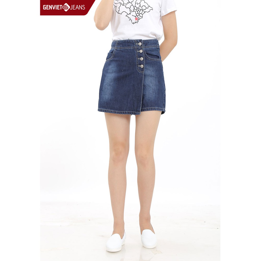 [Mã FASHIONMALLT4 giảm 15% đơn 150k] Chân váy Jeans Nữ TJ323J491 GENVIET