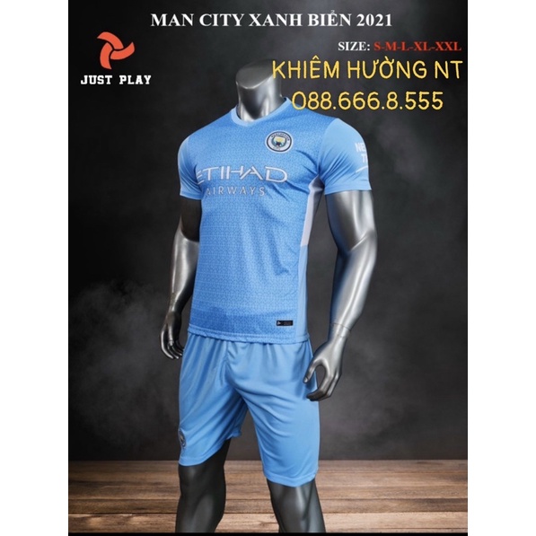 Áo Đấu Man City Sân Khách &quot;Áo Fan&quot; (Xanh Đen) Mùa Giải 2021-2022