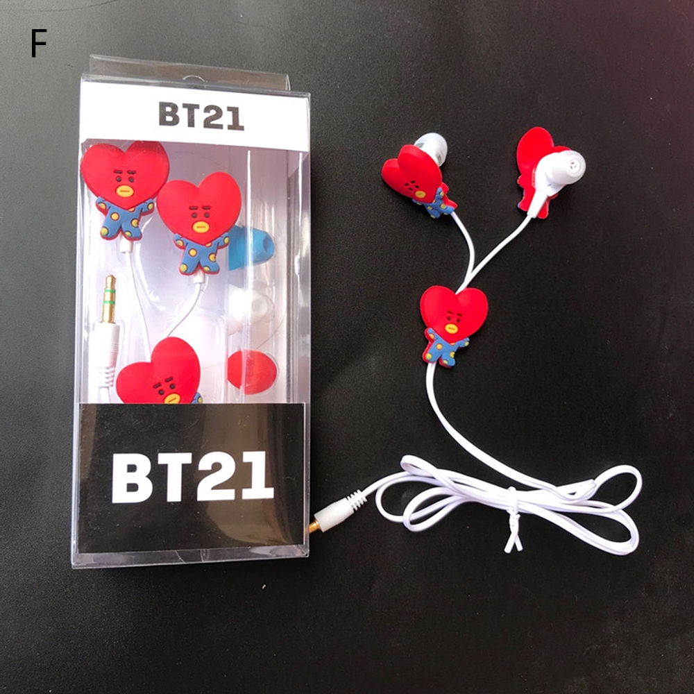 BTS BT21 Dễ Thương Tai Nghe Nhét Tai Thể Thao Hoạ Tiết Bt21