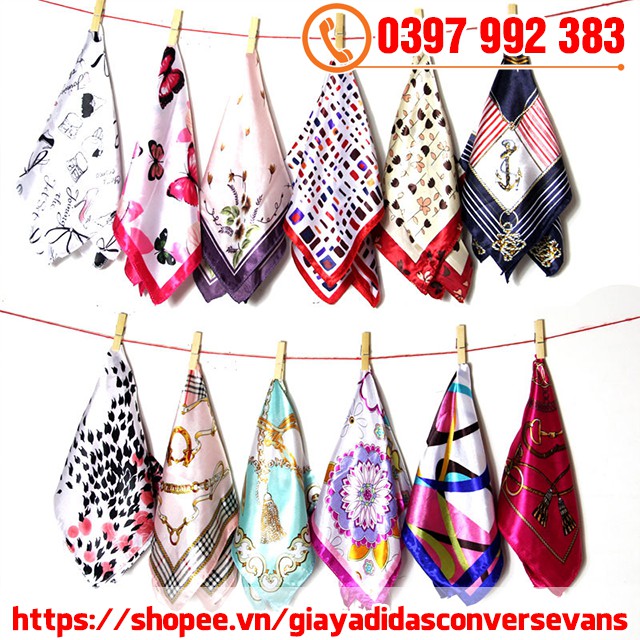 💎 Khăn Turban Bandana Satin Lụa Vuông Choàng Cổ, Đội Đầu Đa Năng 50x50 cm