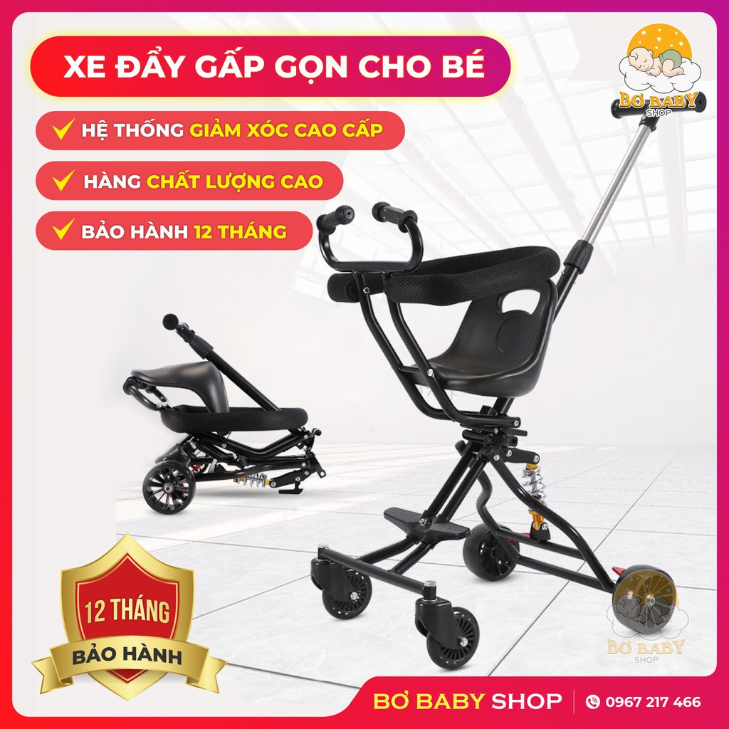 XE ĐẨY GẤP GỌN LOẠI 1 ĐI KHẮP MUÔN NƠI, CÓ LÒ XO GIẢM XÓC ÊM ÁI AN TOÀN CHO BÉ. BẢO HÀNH 24 THÁNG