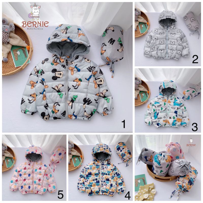 _Áo Phao Bernie Kids 5 màu cho bé trai/gái 9 đến 22kg