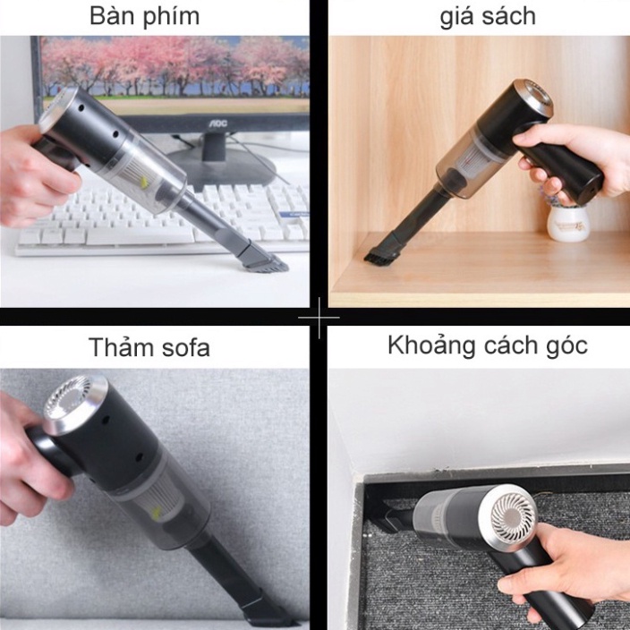 Máy hút bụi cầm tay mini - Máy hút bụi không dây đa năng lực hút siêu mạnh sử dụng hút bụi ô tô, bụi giường cực tiện lợi