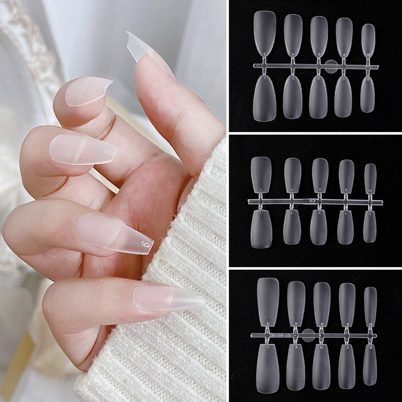 Set 100 Đầu Móng Tay Giả Ngắn 10 Kích Cỡ Dạng Nhấn Dùng Để Nối Dài Móng DIY