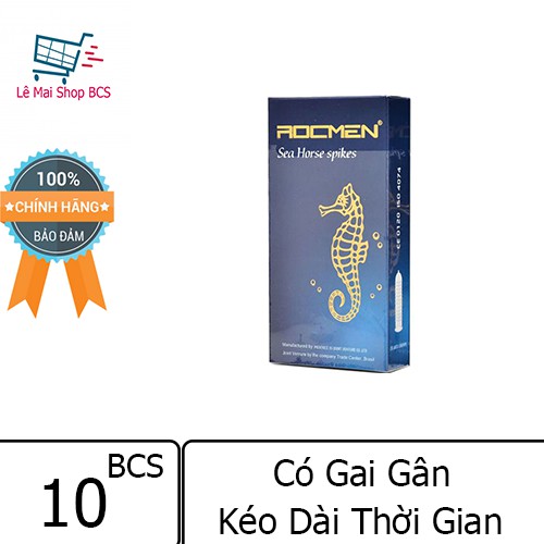 Bao Cao Su Kéo Dài Thời Gian Rocmen Xanh Có Gân Gai 12 BCS