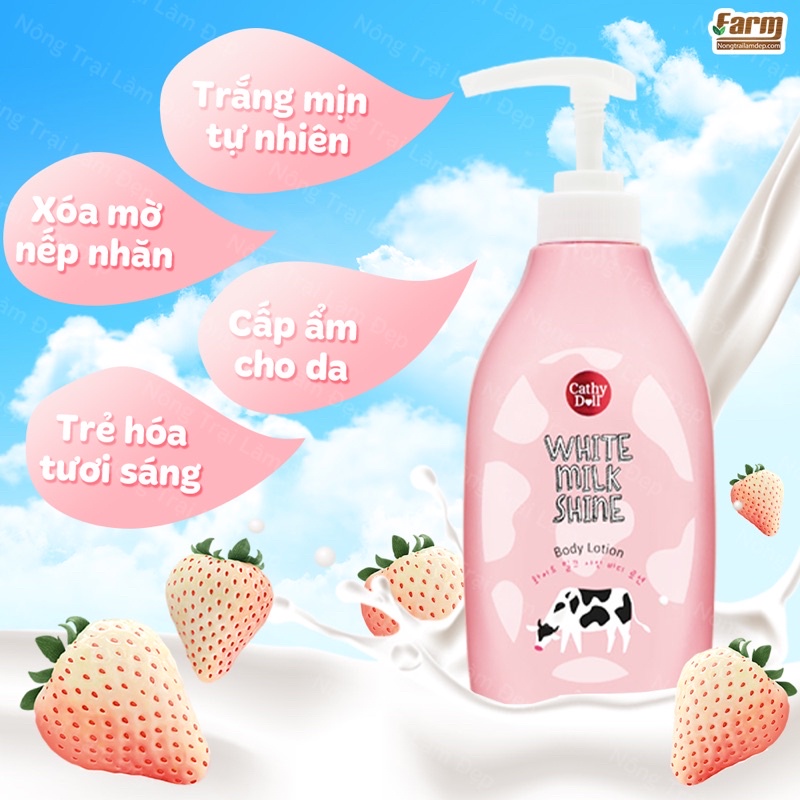 Dưỡng thể trắng da sữa bò Cathy Doll White Milk Shine Body Lotion 450ml