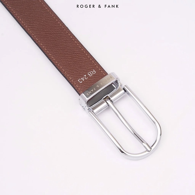 Thắt lưng nam da thật cao cấp hai mặt bản 3.0cm Roger &amp; Fank