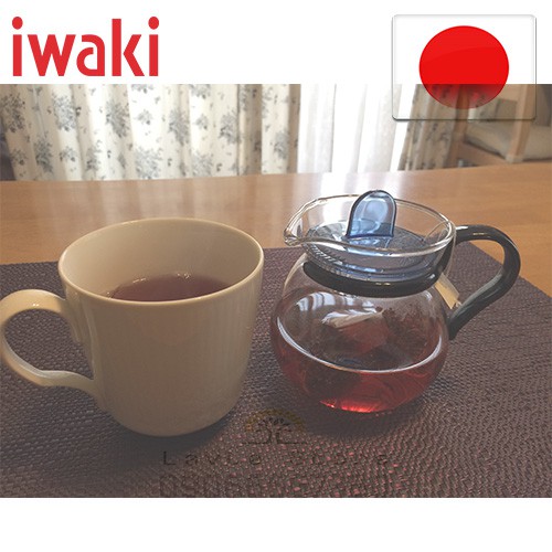 Bình trà thủy tinh Iwaki 400ml chịu  nhiệt - xanh dương [nhập khẩu]