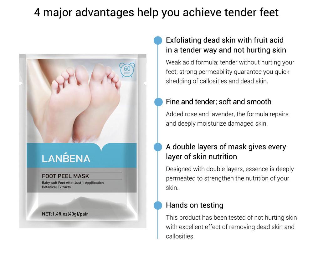 Mặt nạ tẩy tế bào chết bàn chân LANBENA dưỡng ẩm và làm mềm da | BigBuy360 - bigbuy360.vn