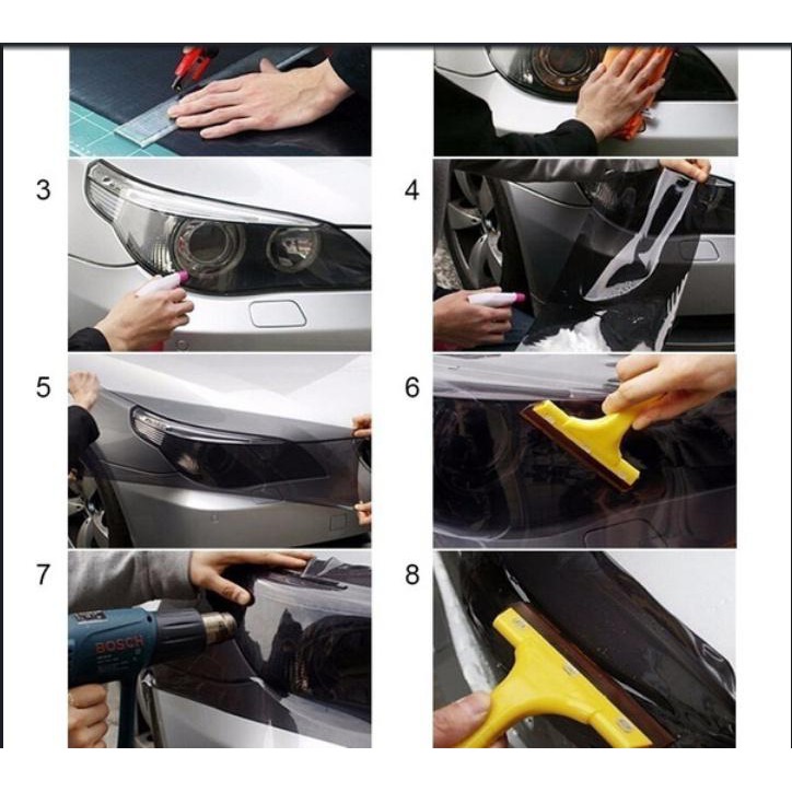 Phim dán trang trí đèn xe hơi cỡ 60x30cm nhiều màu tùy chọn