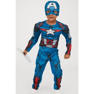 Hm0944 trang phục áo liền quần độn cơ bắp hóa trang siêu anh hùng đội trưởng mỹ captain america kèm mặt nạ cho bé trai