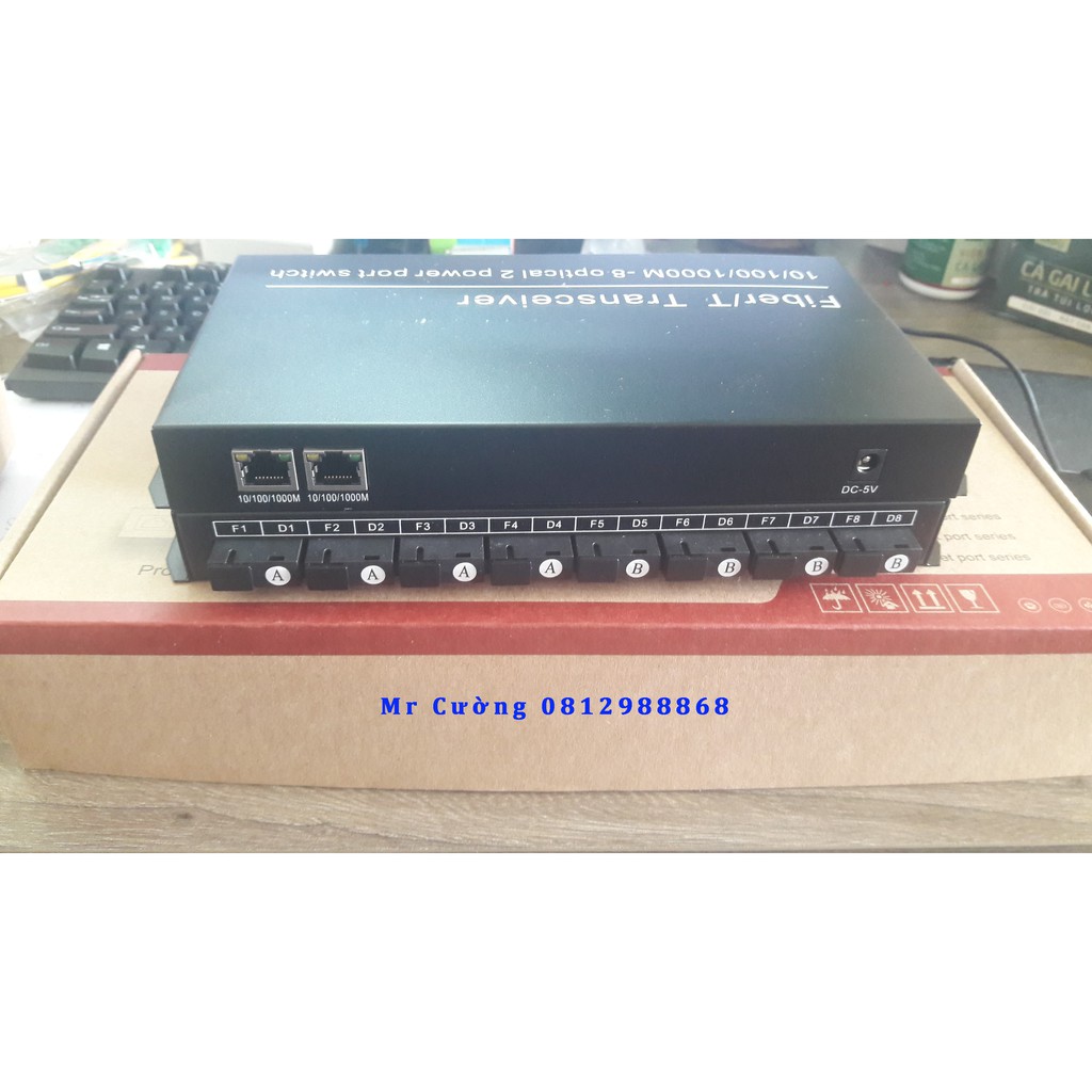 Bộ chuyển đổi quang điện Converter 8 Cổng Quang Chuẩn 4A và 4B, 2 Cổng Lan Chuẩn Gigabits