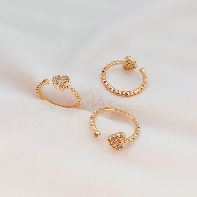 Nhẫn Hở Hình Vỏ Sò/Trái Tim/Bướm Đính Đá Zircon Bằng Đồng 14K Màu Vàng Đồng diy