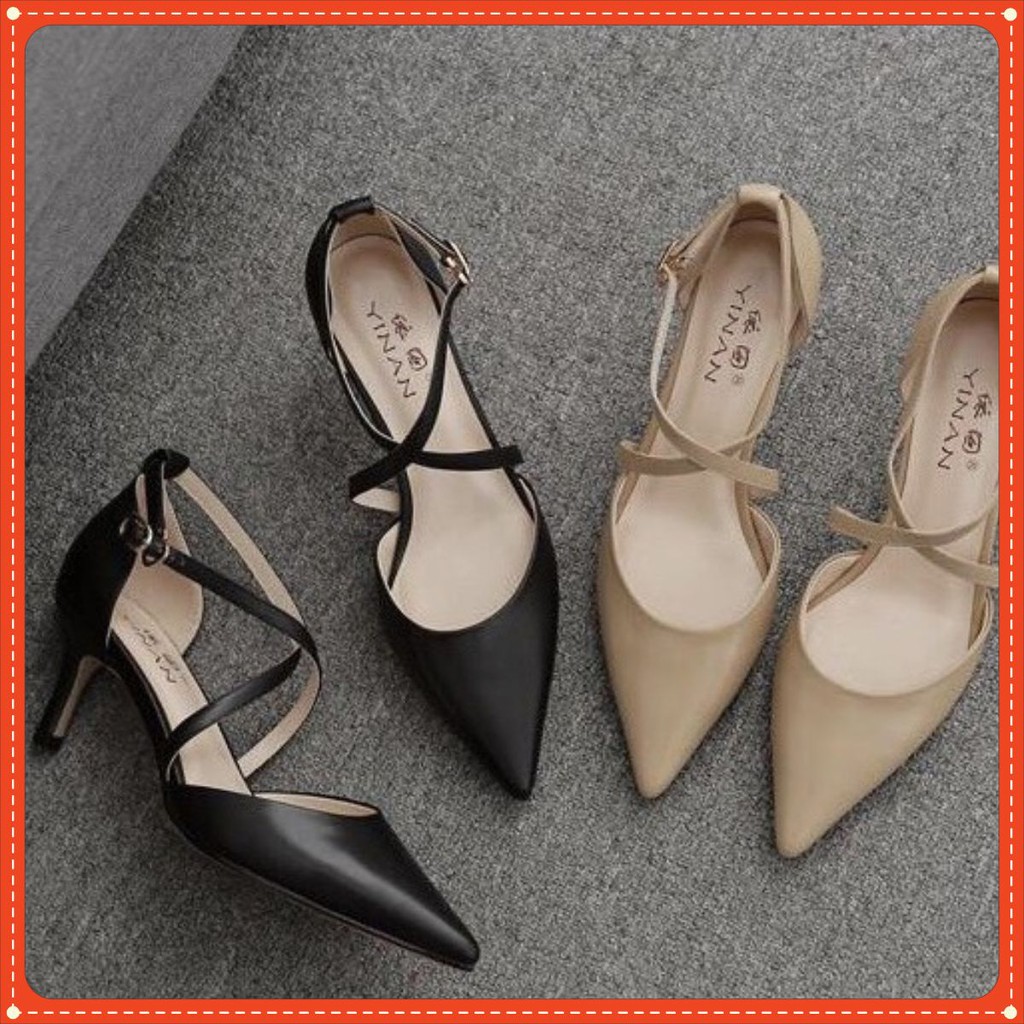 Giày cao gót Hàn Quốc sang trọng (Hot trend) BBC33 đế nhọn cao 5P có 2 màu Kem và Đen