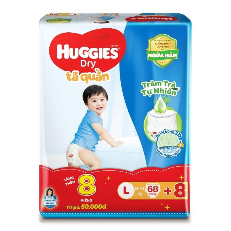 BỈM - TÃ QUẦN HUGGIES SIZE L68 - 68 MIẾNG (CHO BÉ 9 - 14KG)