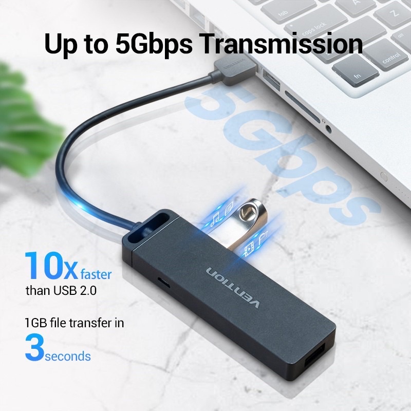 HUB Chia Cổng USB 3.0 VENTION Vỏ Nhựa ABS Dành Cho PC Laptop HDD