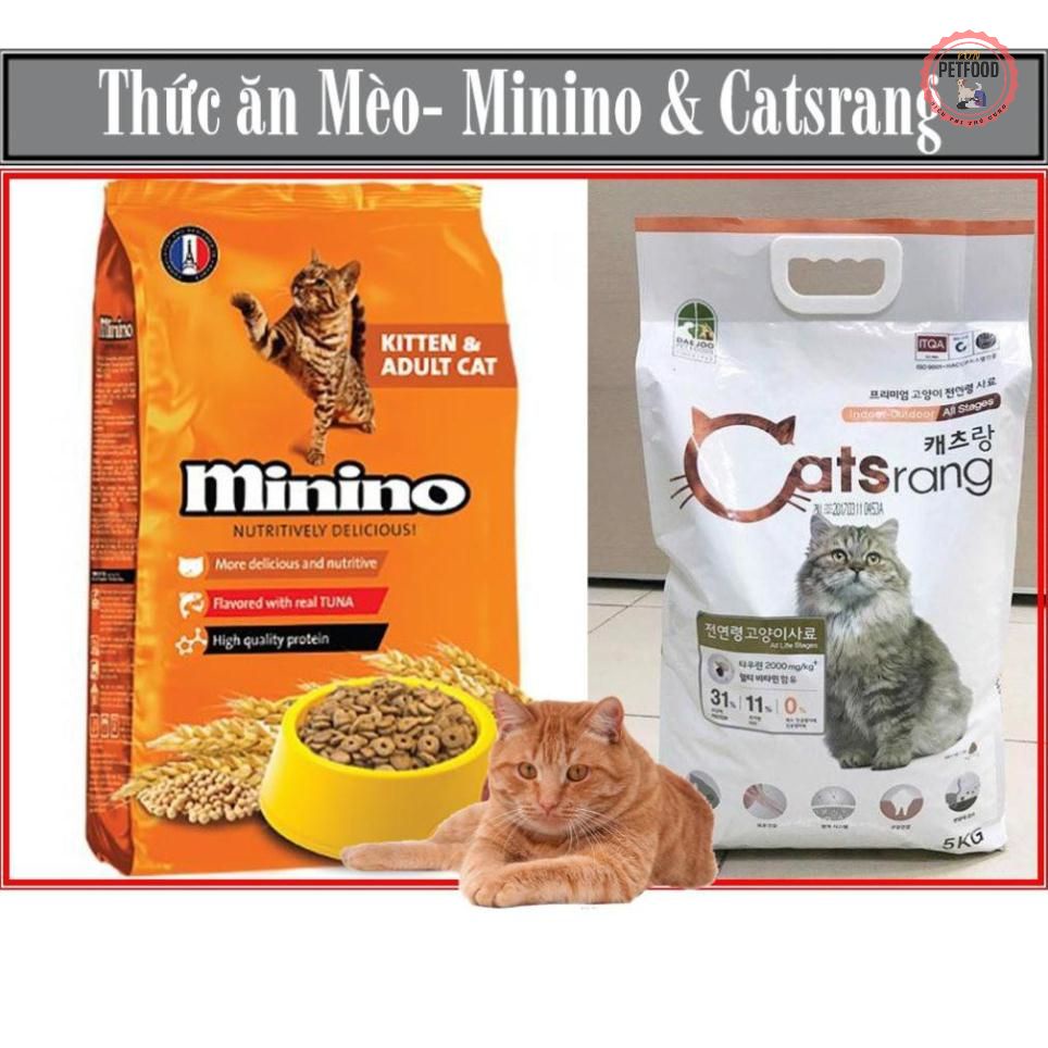 Thức ăn mèo MININO và CATSRANG, dùng cho mèo mọi lứa tuổi thức ăn mèo dạng hạt mèo khô