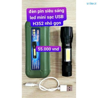 đèn pin siêu sáng led mini sạc USB H352 nhỏ gọn