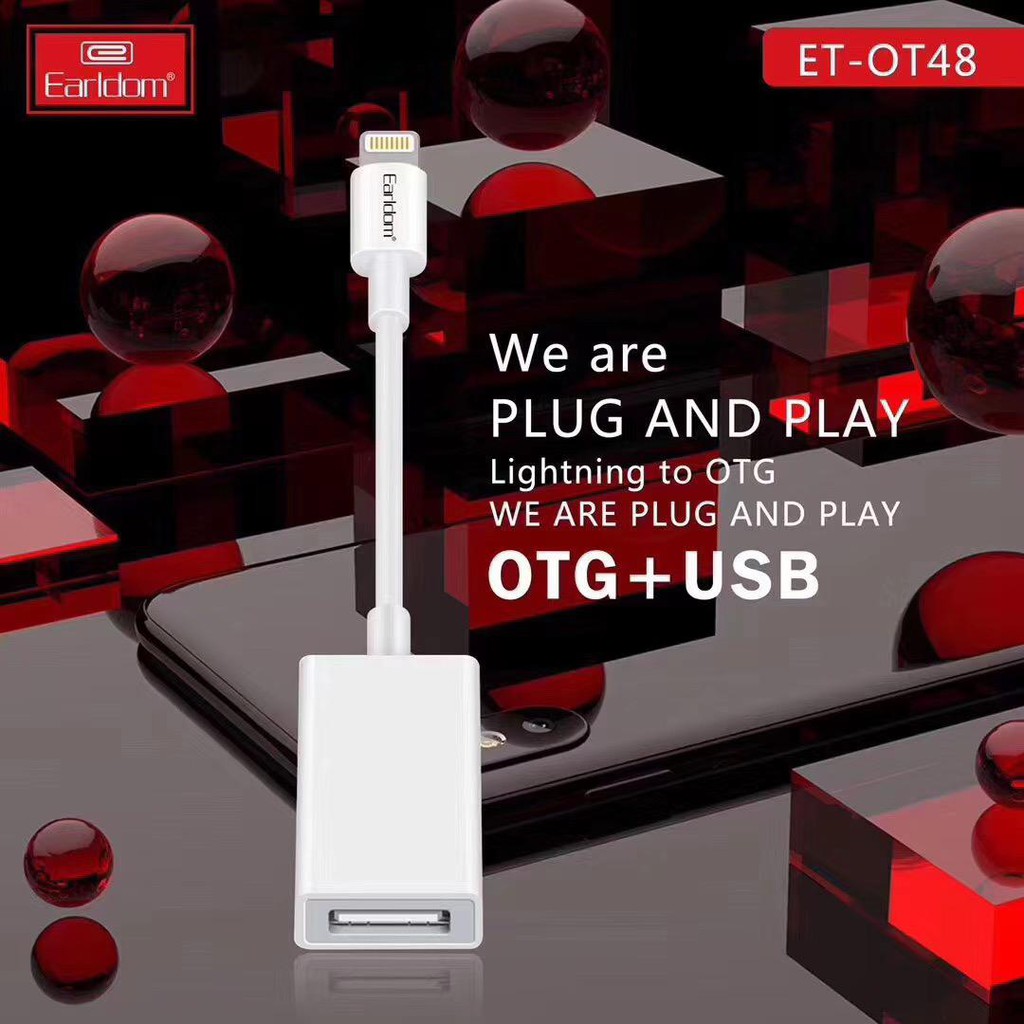 Cáp OTG Dành Cho iPhone, iPad Earldom OT43 OT44 OT48 - Hỗ Trợ Cắm Phím, Chuột, USB , Midi Controller - Hàng Chính Hãng