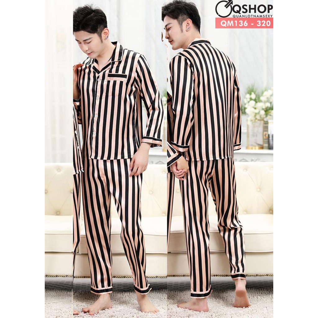 BỘ ĐỒ PIJAMA NAM SỌC KẺ QM136