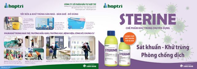 Thuốc diệt khuẩn Sterine 500ml khử trùng bệnh viện, nhà ở,kho xưởng đã cấp phép phòng dịch