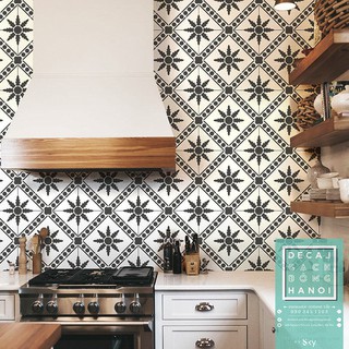 Decal gạch bông set màu ĐEN TRẮNG