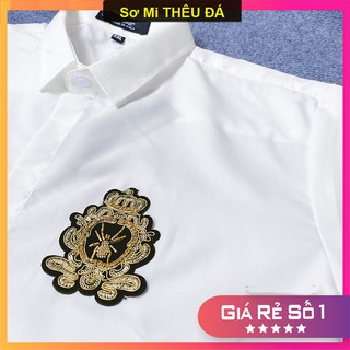 Sơ Mi Thêu Đá Nam Dài Tay Quần âu Họa Tiết Nhện Vàng ( ong vàng)