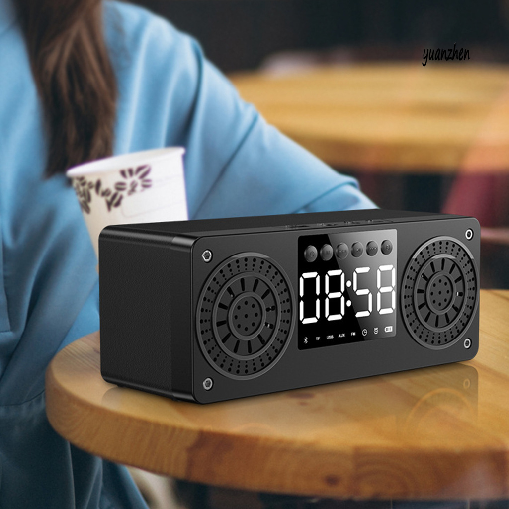 yuanzhen A10 Mini Wood Bluetooth Wireless FM Radio LCD Display Arlarm Clock Music Player