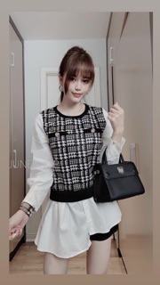 ÁO LEN KẺ PHA SƠ MI