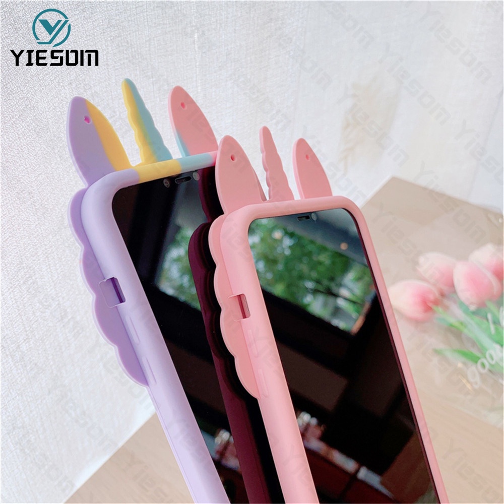 Ốp Điện Thoại Hình Kỳ Lân Cầu Vồng Kèm Dây Đeo Cho Samsung Galaxy S21 Ultra S21FE S20 S10 S9 Plus Note 20 10 Plus