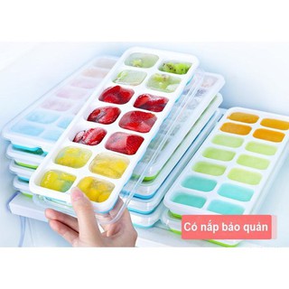 SBM- Khay Trữ Đông,Bảo Quản Đồ Ăn Dặm, Khay Làm Đá Đáy Silicon Có Nắp Đậy An Toàn Tiện Dụng