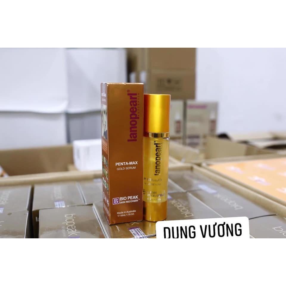 Serum Lanopearl Bio Peak Chống Nhăn Nhau Thai Cừu Và Tinh Chất Vàng Penta Max Nanosome Gold Serum 50ml