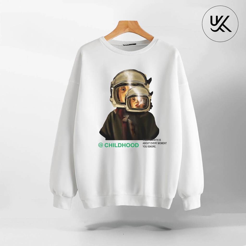 Áo Nỉ Sweater CHILDHOOD oversize, Chất Nỉ Bông cao cấp, Dài Tay Form Rộng, Unisex Nam Nữ. KKimShop