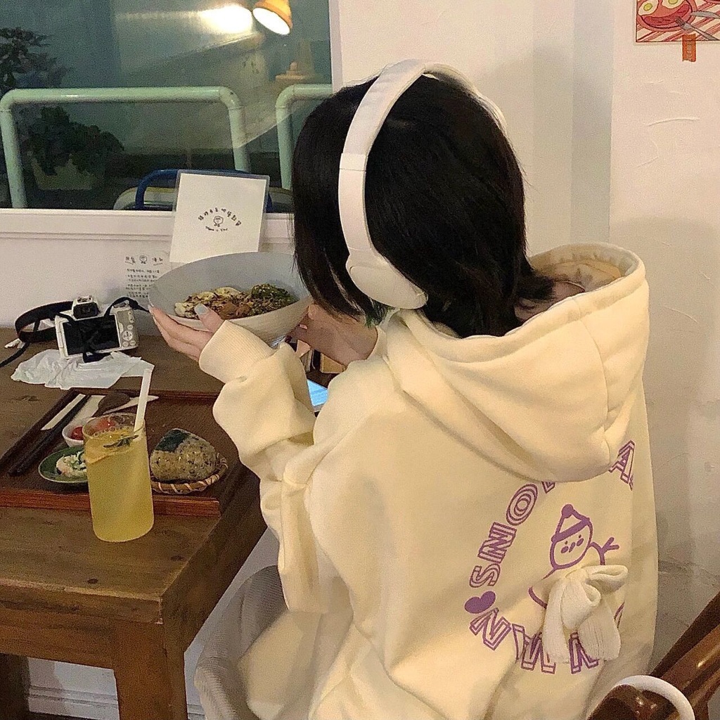 Áo Hoodie Mùa Đông Dáng Rộng Có Đệm Lông Cừu Và Nơ Ice Man Mới Dành Cho Bạn Nữ