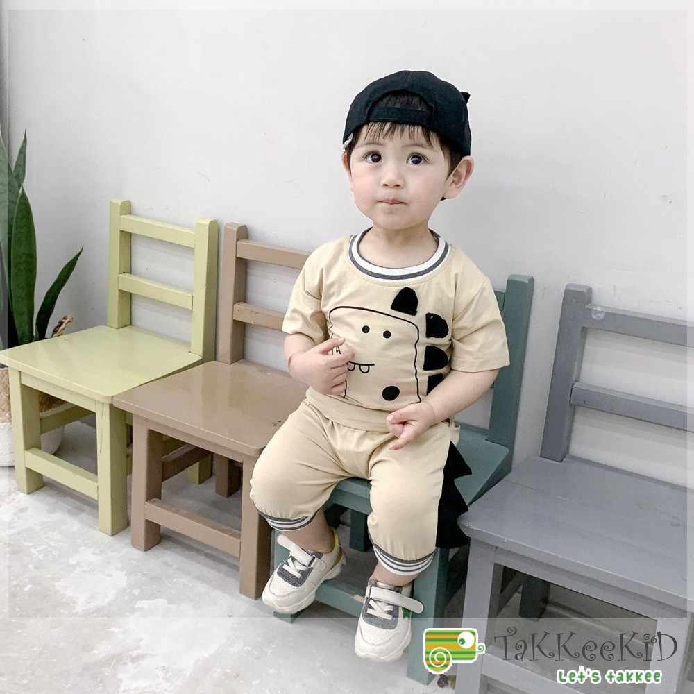 Bộ Cotton Hè Bé Trai Họa Tiết Khủng Long Thời Trang Cao Cấp