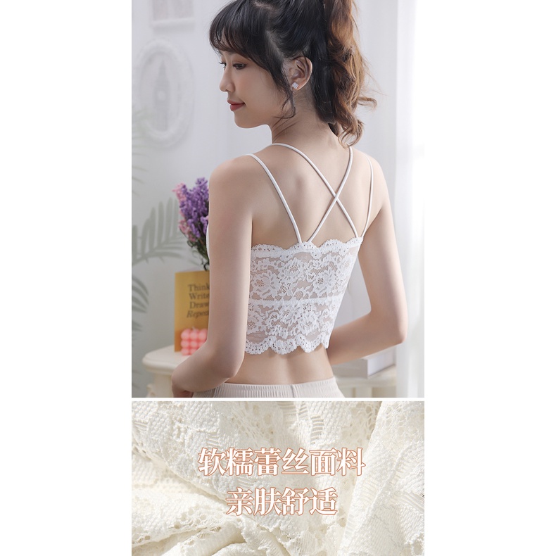 Popular new style fresh girl's back lace strap wrapped chest tube sexy vest women's outer wear inner wear anti-exposure underwear for women