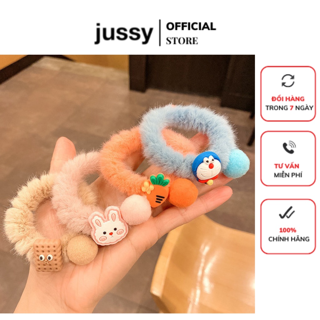 Dây Buộc Tóc Len Xù Icon Hoạt Hình Dây Cột Tóc Jussy Fashion Thiết Kế Đơn Giản Dễ Thương [1 SỢI]