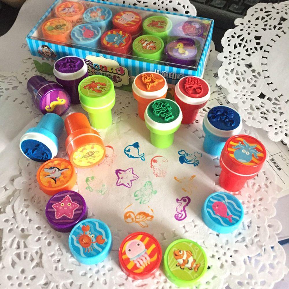YNATURAL Children Gift Dinosaur Stamp Cartoon Cute Diary Stamp Interesting Child Toy Self-ink Stamps Marine Life