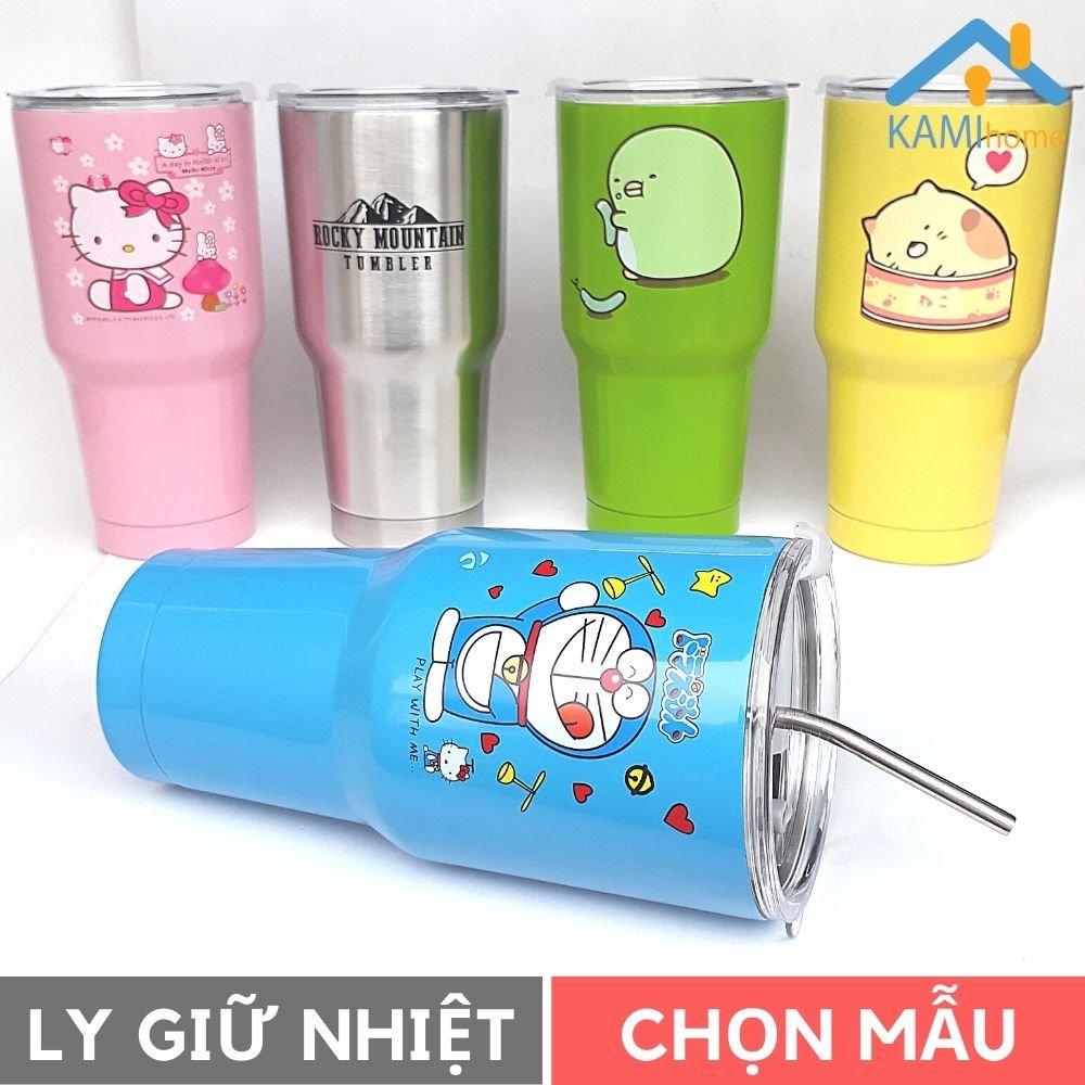 Ly giữ nhiệt Thái Lan💥FREESHIP💥ly cỡ lớn 900ml Tặng Ống hút + Thanh cọ rửa bình cốc uống nước Inox