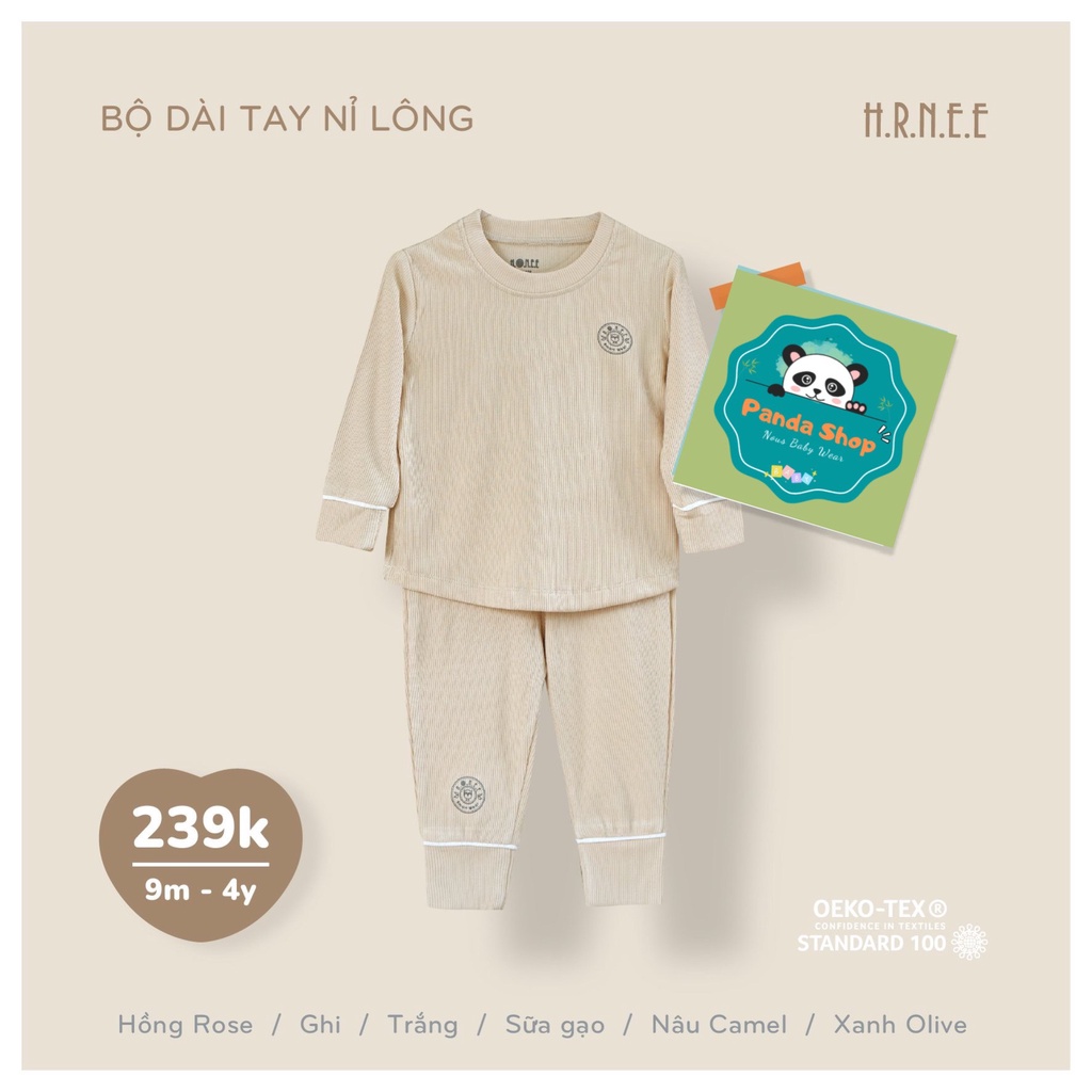 Hrnee. Bộ dài tay nỉ lông Hrnee siêu xinh cho bé size 9-4 Y