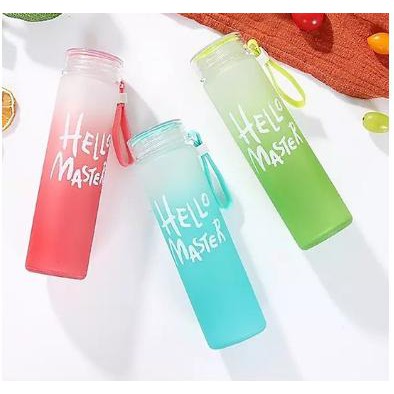 Bình thủy tinh hello master 400ml tiện dụng (màu tự chọn)