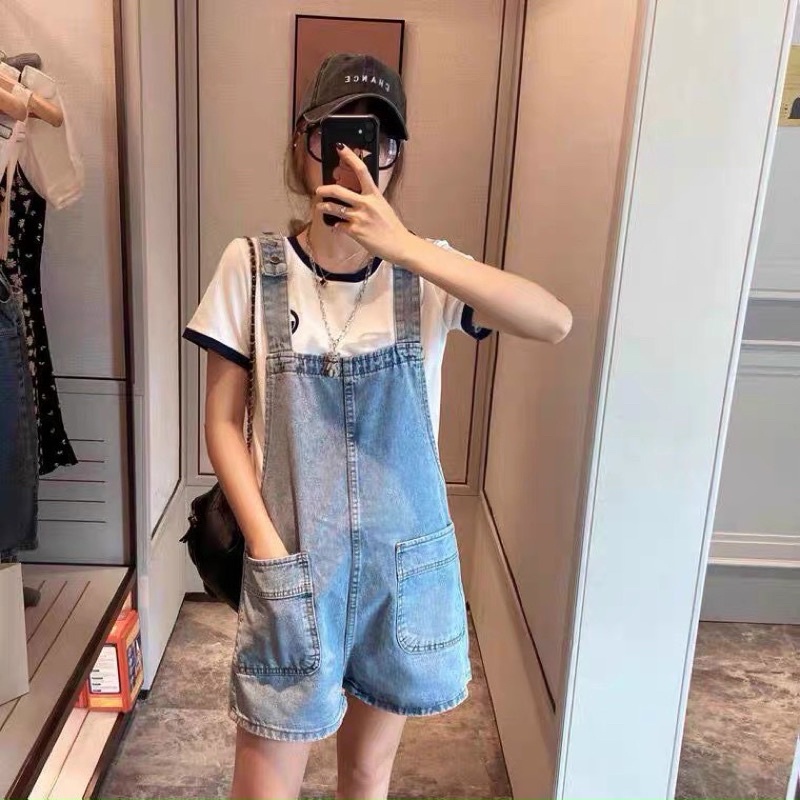 Yếm jean nữ kiểu yếm short nữ 2 túi to trước phong cách trẻ trung thời trang 2KJEAN