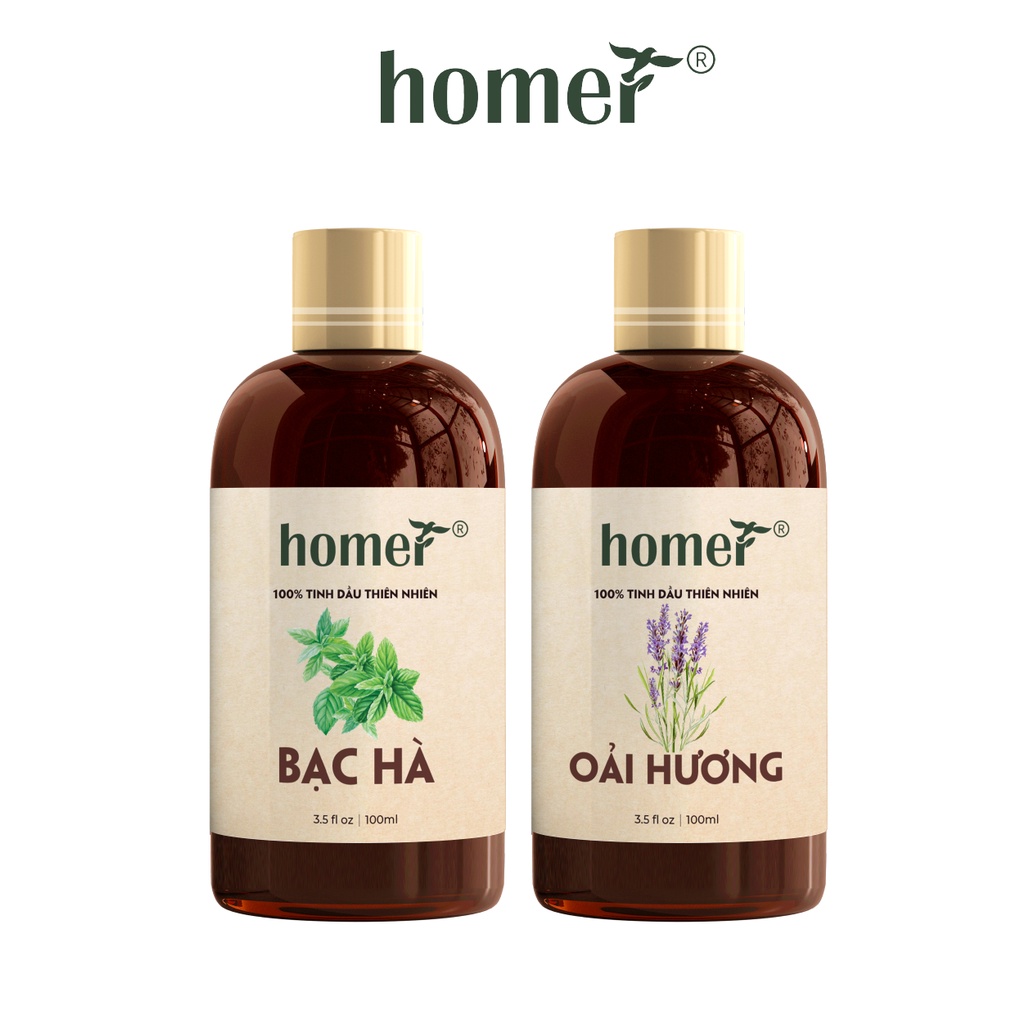 Combo 2 tinh dầu Bạc Hà + Oải Hương Homer 20ml/chai